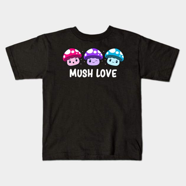 Androgynous Pride Flag Lgbtqia Cute Kawaii Mushroom Kids T-Shirt by Graphic Monster